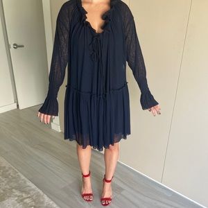 See by Chloe Navy Blue Gauze Dress